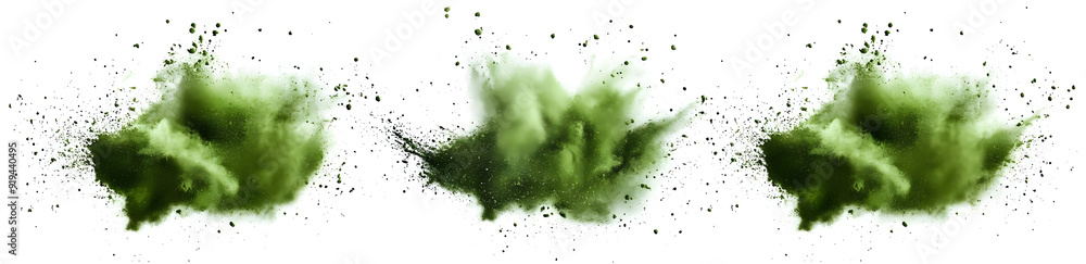Dynamic green powder splashes create a vibrant and energetic atmosphere, perfect for creative projects or artistic compositions. Dynamic green powder splashes create a vibrant and energetic atmosphere, perfect for creative projects or artistic compositions.