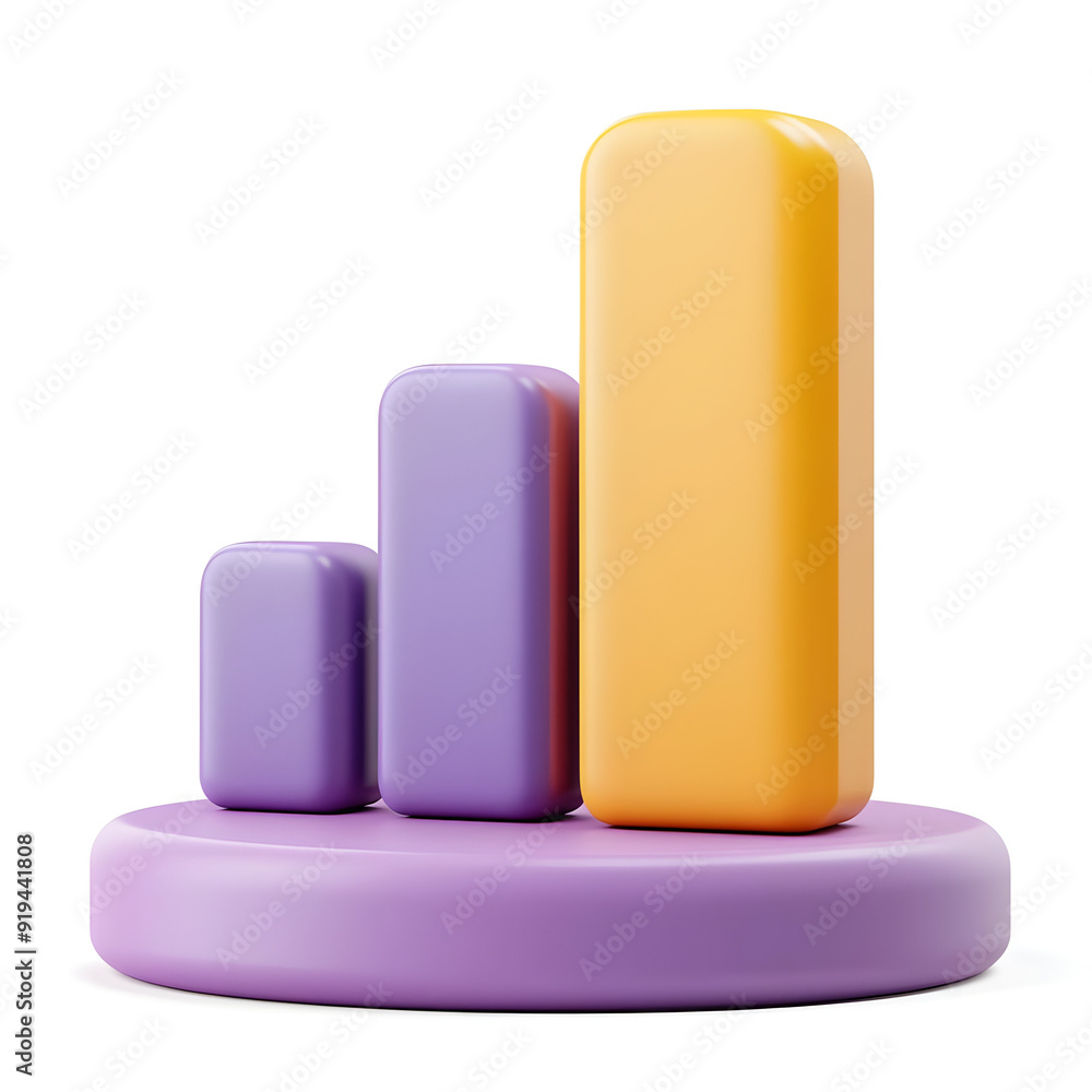 Colorful 3D bar graph displaying data growth. Ideal for business, finance, and marketing presentations to showcase trends. Colorful 3D bar graph displaying data growth. Ideal for business, finance, and marketing presentations to showcase trends.