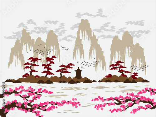 Asian Chinese Landscape Mountain Painting