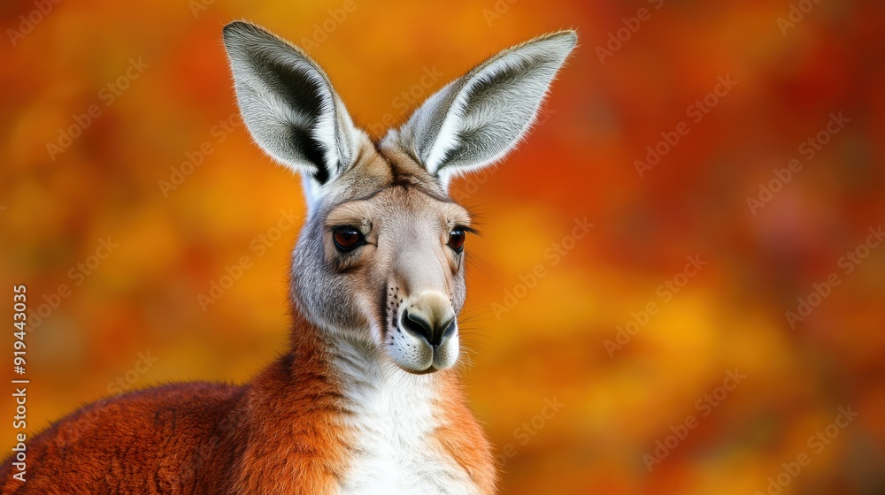 Captivating kangaroo portrait autumn foliage backdrop Captivating kangaroo portrait autumn foliage backdrop