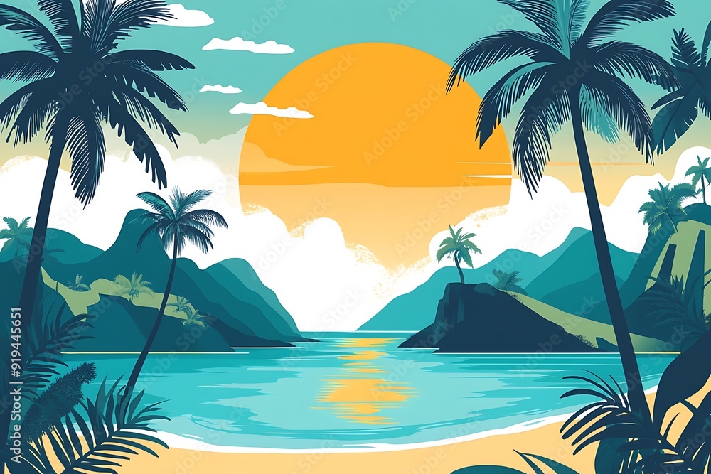 Obraz premium Tropical Paradise Sunset