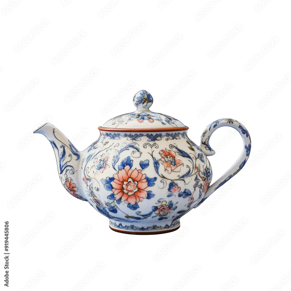 PNG Decorative floral teapot with intricate design PNG Decorative floral teapot with intricate design