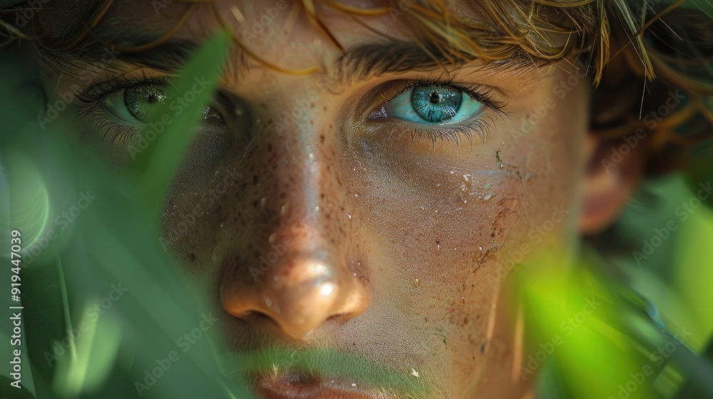 Close-up Portrait of a Man with Blue Eyes Close-up Portrait of a Man with Blue Eyes