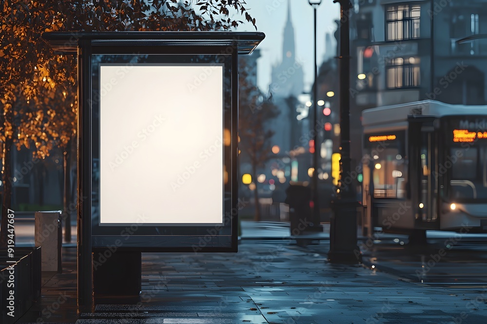 mockup of blank white billboard at bus stop in city, daylight II mockup of blank white billboard at bus stop in city, daylight II