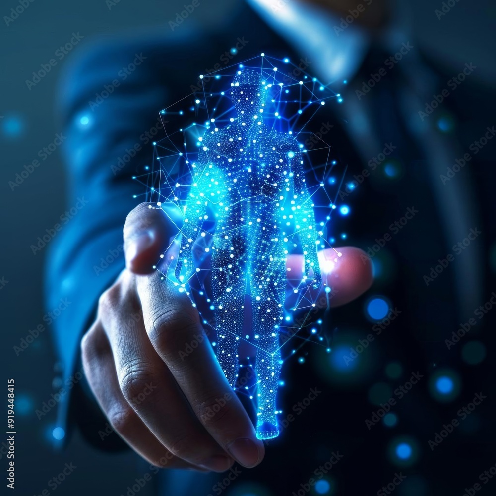 A businessman's hand holding a glowing digital network, symbolizing connection, innovation, and technology. A businessman's hand holding a glowing digital network, symbolizing connection, innovation, and technology.