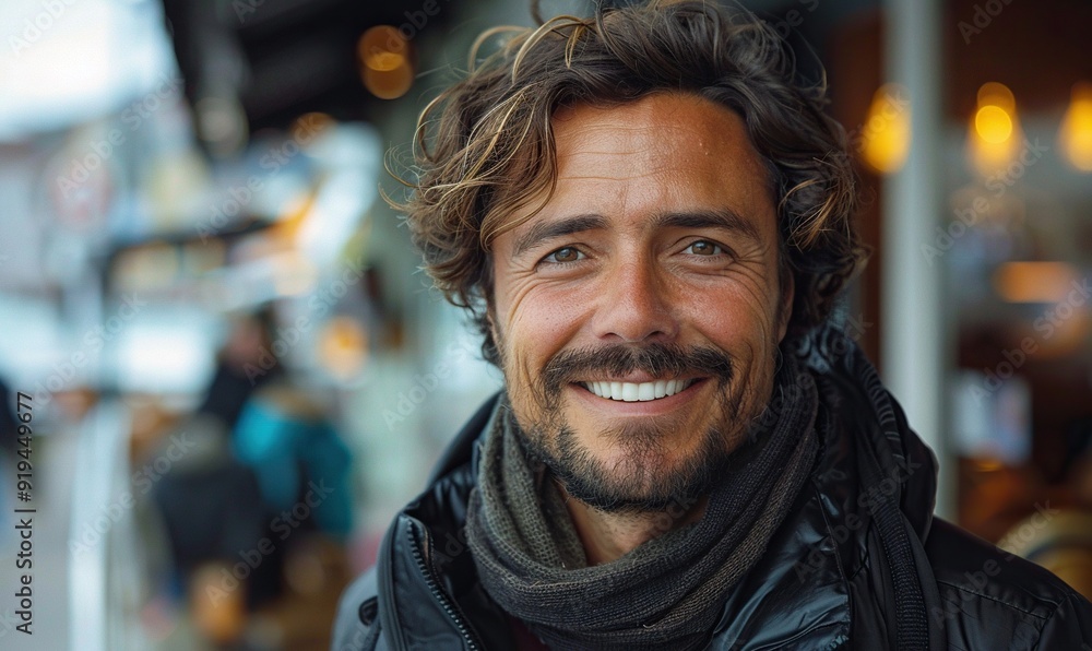Fototapeta premium guy adult looking person smile happy portrait men expression happiness young face.