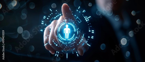 Wallpaper Mural Hand reaching for a glowing digital profile icon. Torontodigital.ca