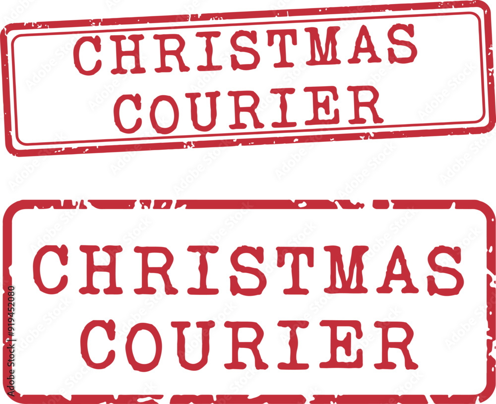 Christmas Courier Stamp Vector Set Christmas Courier Stamp Vector Set