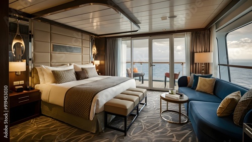 Luxury cruise ship room interior