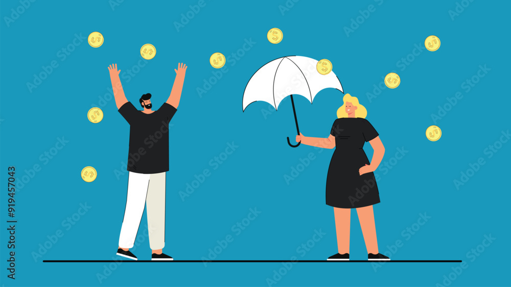 Business Success Money finance dollar rain. flat vector illustration Business Success Money finance dollar rain. flat vector illustration