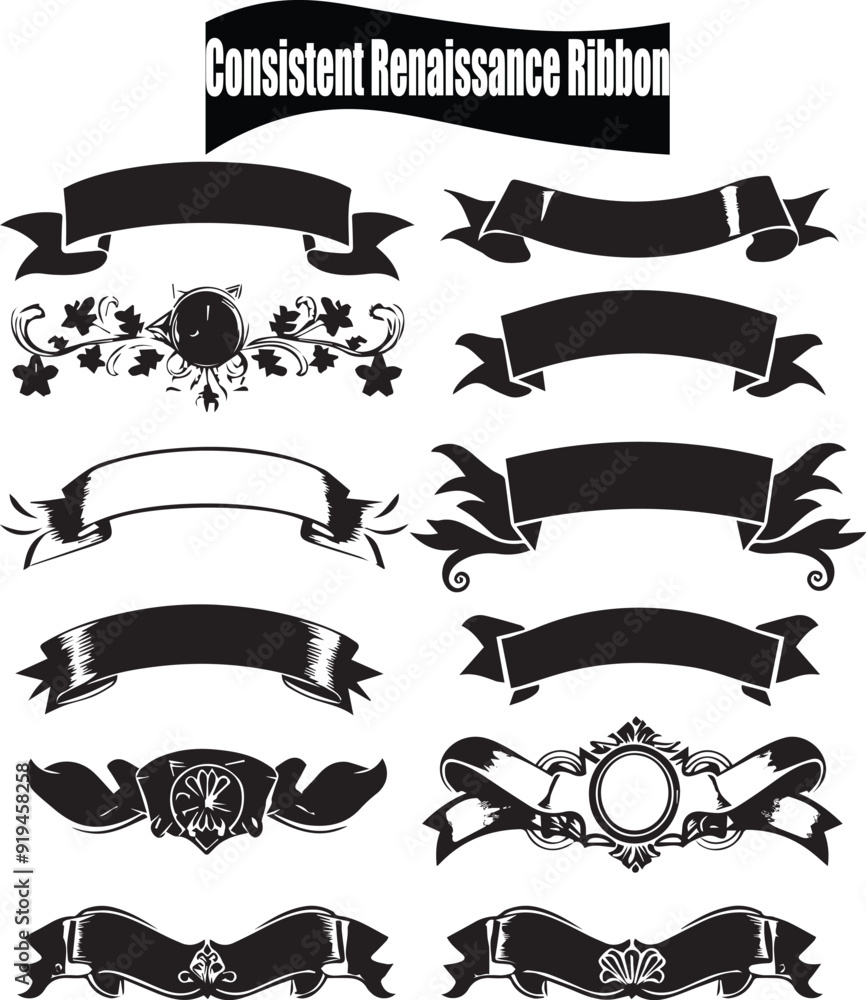 Consistent Beaissaoce Ribbon Silhouette Vector Graphics Pack Consistent Beaissaoce Ribbon Silhouette Vector Graphics Pack