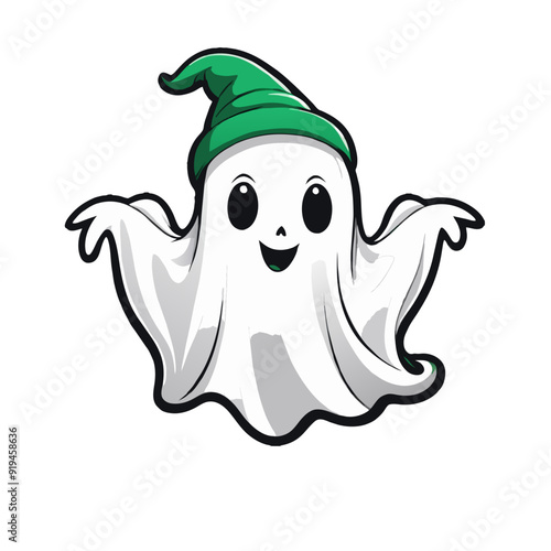 blue green ghost kawaii halloween graphic photo