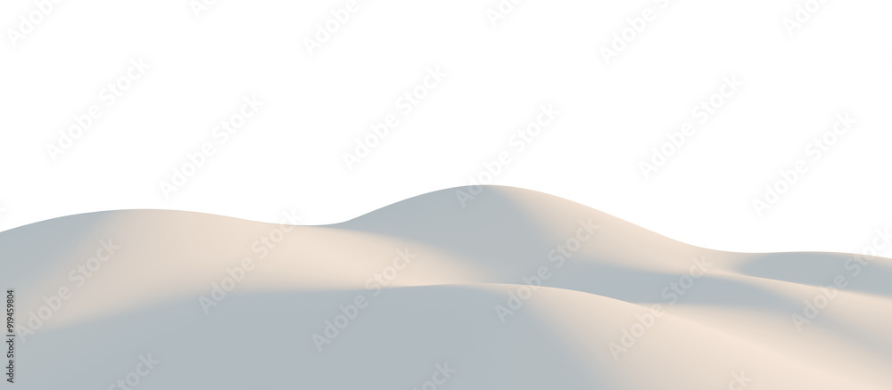 Snow-Covered Hills Under a Calm Sky. Transparent background. 3D render. Snow-Covered Hills Under a Calm Sky. Transparent background. 3D render.