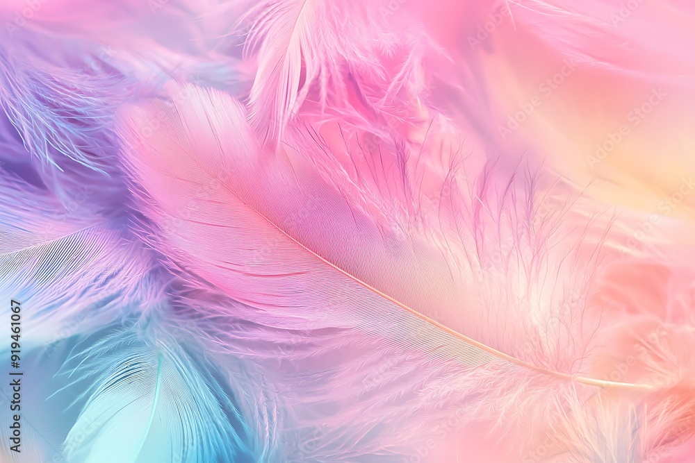 Close-up of soft pink and blue feathers. Close-up of soft pink and blue feathers.