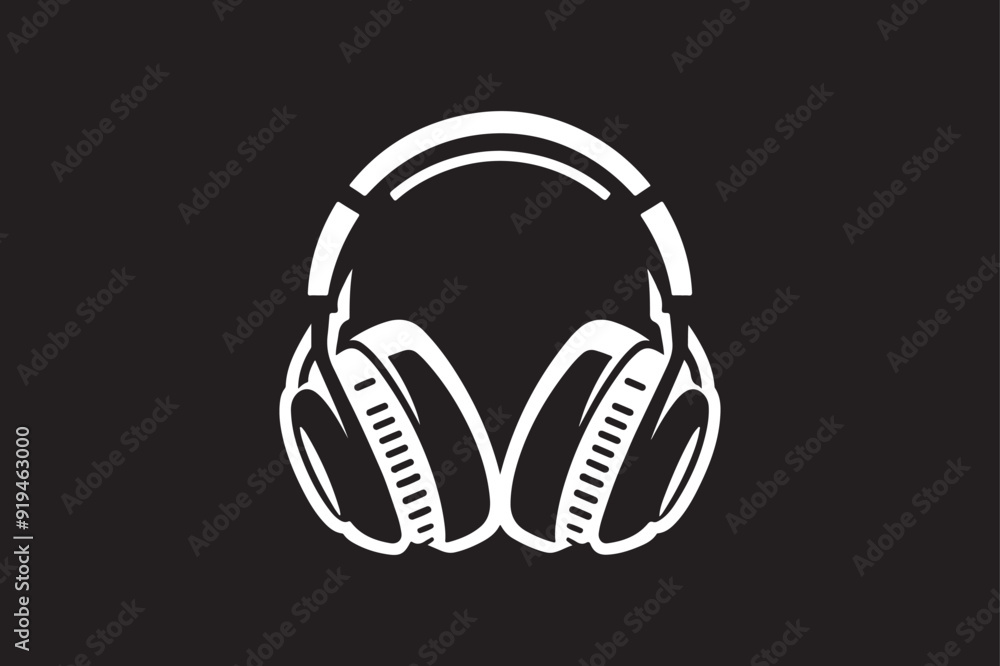 A vector silhouette of headphone. A vector silhouette of headphone.
