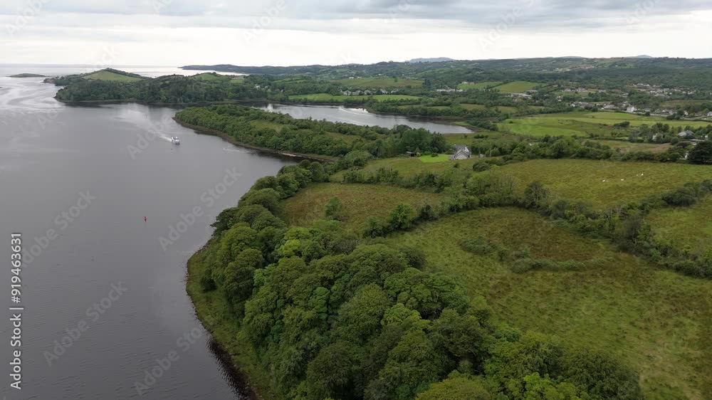 Aerial view of the townland of Revlin and the waterbus by Donegal town, Ireland Aerial view of the townland of Revlin and the waterbus by Donegal town, Ireland