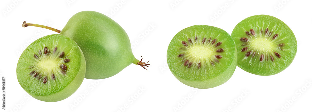 Fototapeta premium mini kiwi baby fruit or actinidia arguta isolated on white background with full depth of field.