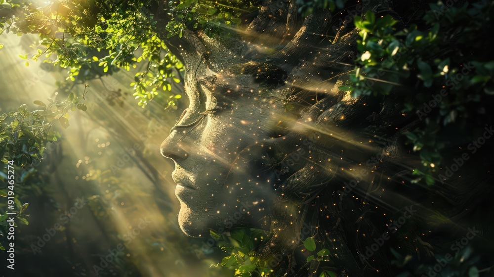 A Woman's Face Merged with Nature A Woman's Face Merged with Nature