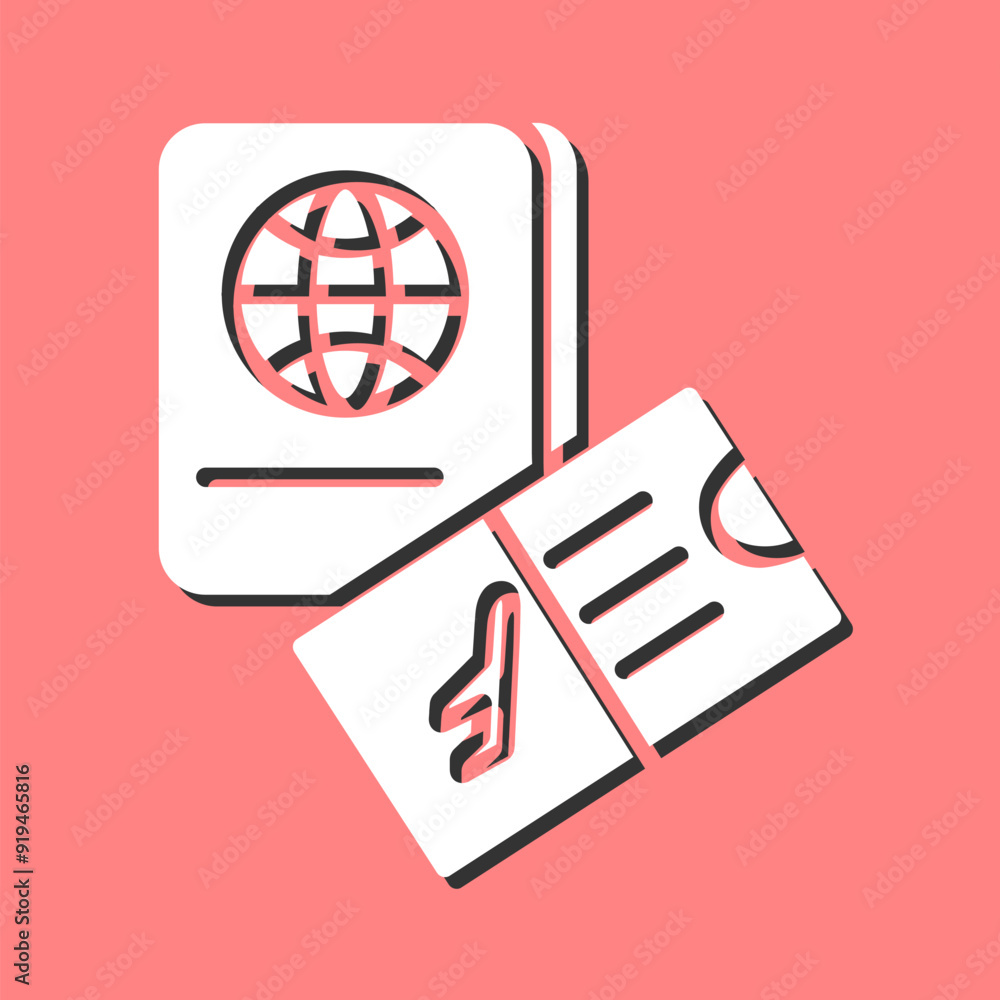 Ticket and Passport Vector Icon