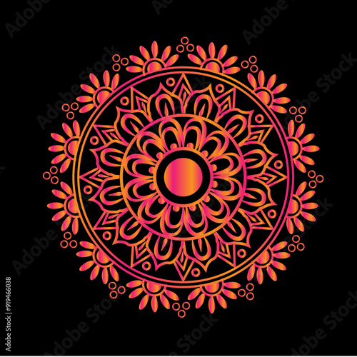 Red and yellow spiritual symbol mandala design 