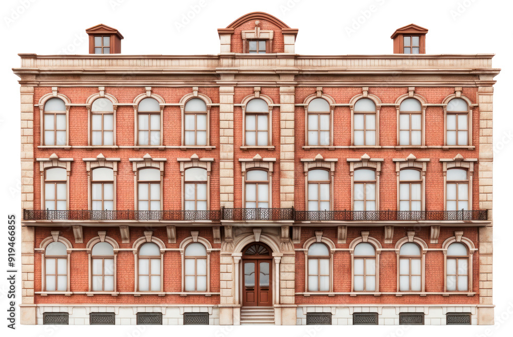 Fototapeta premium PNG Brick old apartment building architecture facade window.