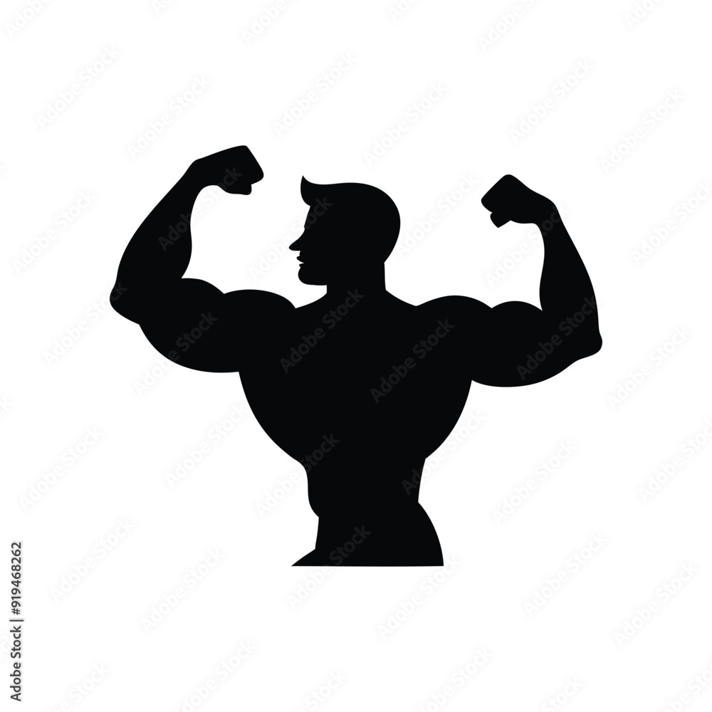 Silhouette of a body builder man vector illustration, Muscular bodybuilder vector silhouette illustration isolated on white background. Sport man strong arms show in different pose., Body builder Silhouette of a body builder man vector illustration, Muscular bodybuilder vector silhouette illustration isolated on white background. Sport man strong arms show in different pose., Body builder