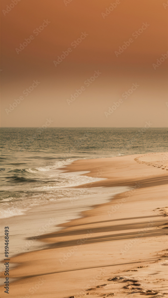 Obraz premium A lone person walking along the beach at sunset, AI
