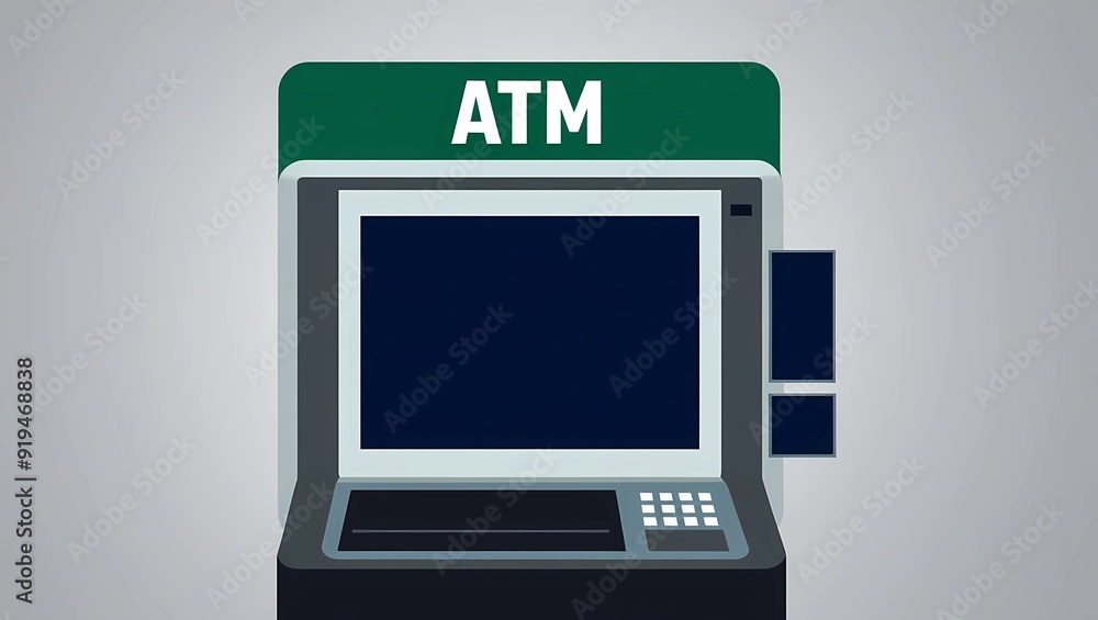 Front View of an ATM Machine with Blank Screen on Gray Background
Front View of an ATM Machine with Blank Screen on Gray Background