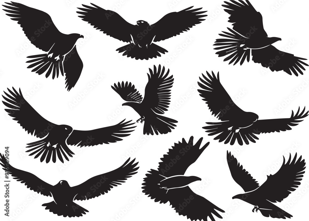 Obraz premium Abstract Eagle Silhouette Vector Graphics Pack