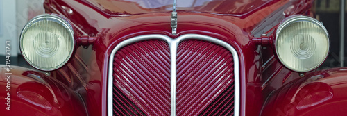 red retro car headlight