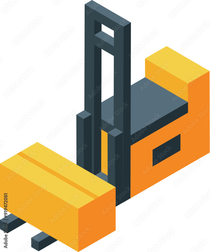Forklift is lifting a heavy pallet of goods in a warehouse, symbolizing logistics and distribution Forklift is lifting a heavy pallet of goods in a warehouse, symbolizing logistics and distribution
