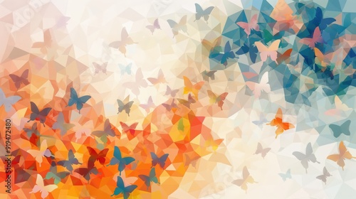Abstract Geometric Butterflies Colourful Polygonal Design with Soft Gradient Background