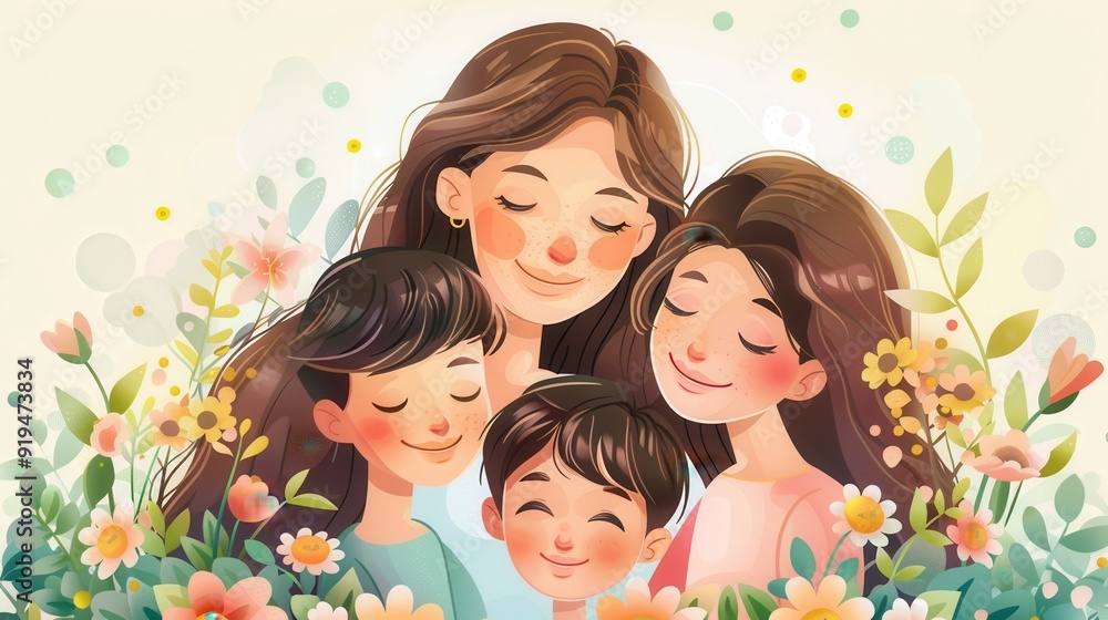 Mother Day Moment with daughter and son Mother Day Moment with daughter and son