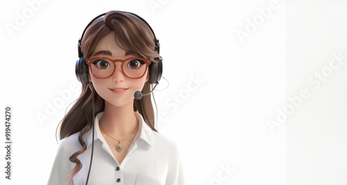 cartoon character cute avatar technical support staff isolated on white background.