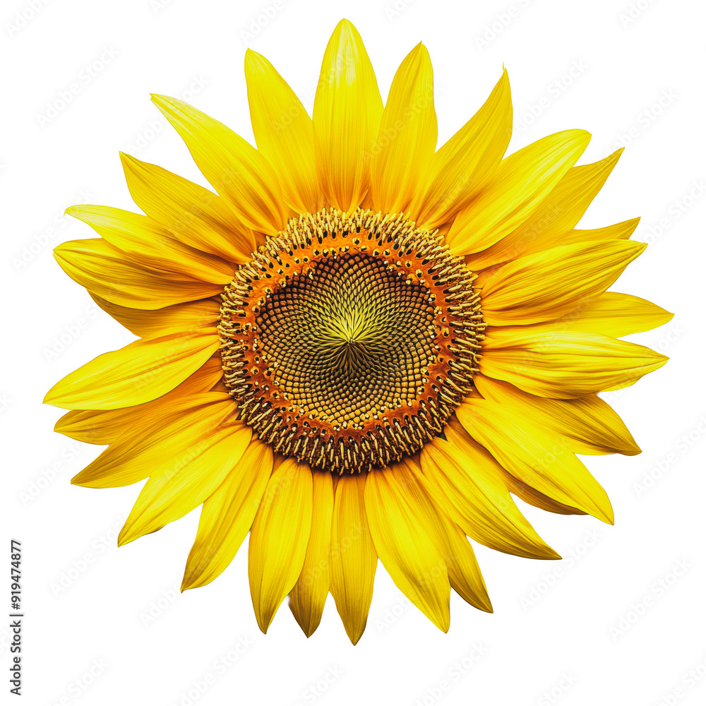 Fototapeta premium PNG Bright sunflower bloom against a white background