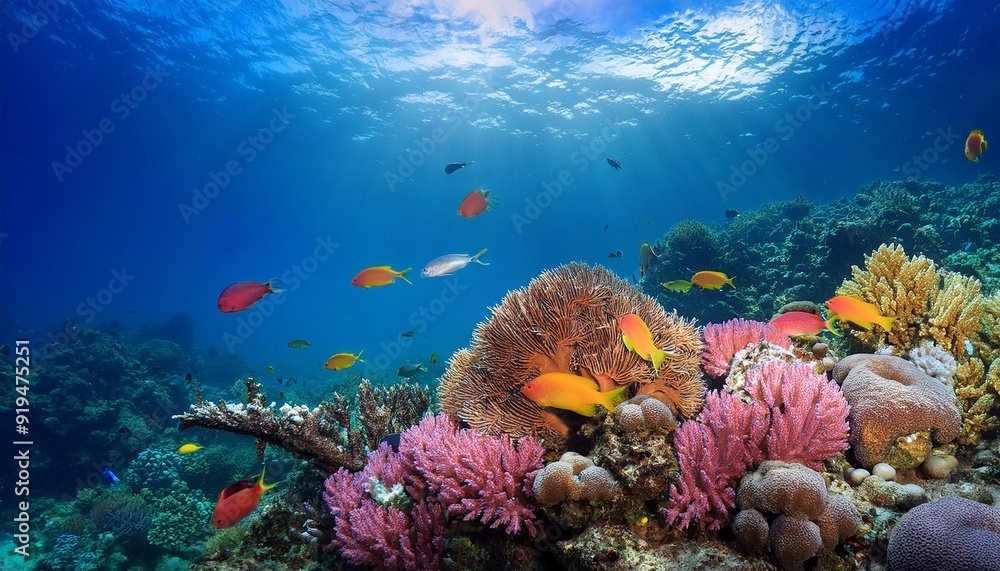 Naklejka premium coral reef and fishes