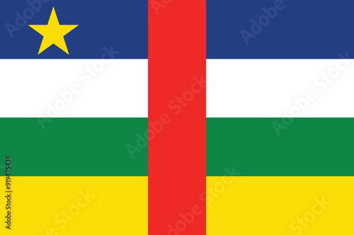 National flag of the Central African Republic. The Central African Republic flag. Vector Illustration.