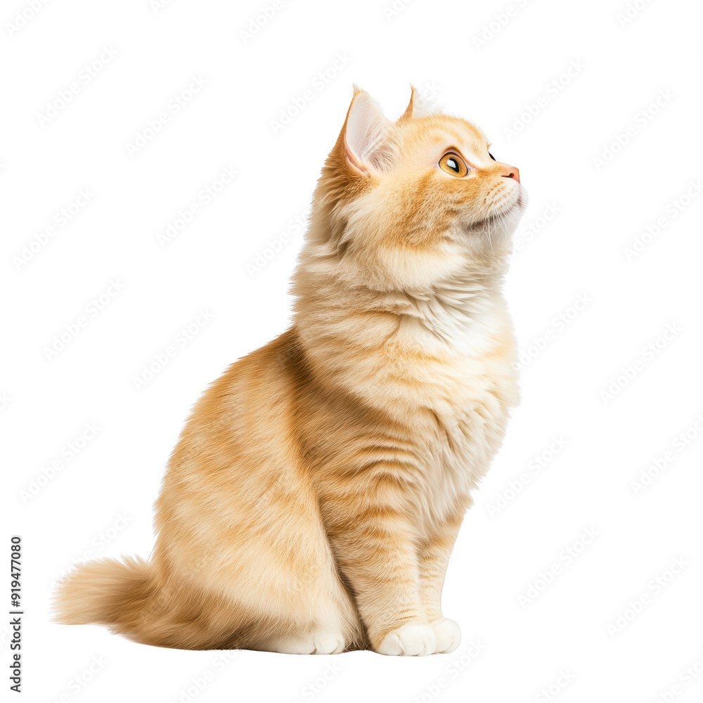 A beautiful orange furry cat sitting gracefully isolated on a transparent background. A beautiful orange furry cat sitting gracefully isolated on a transparent background.