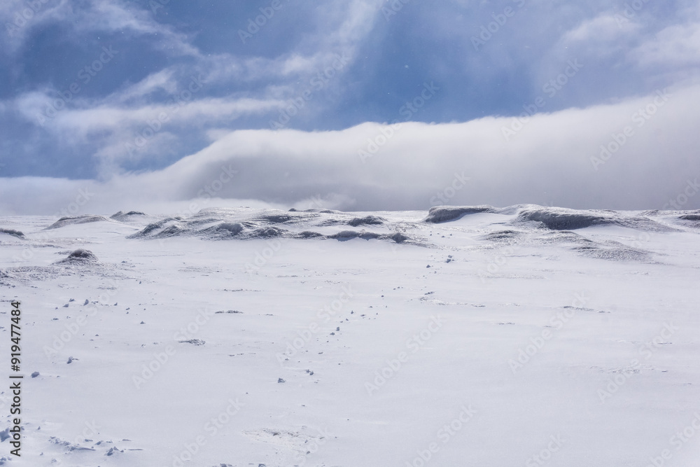 highland snowy plateau, lifeless snowy landscape highland snowy plateau, lifeless snowy landscape
