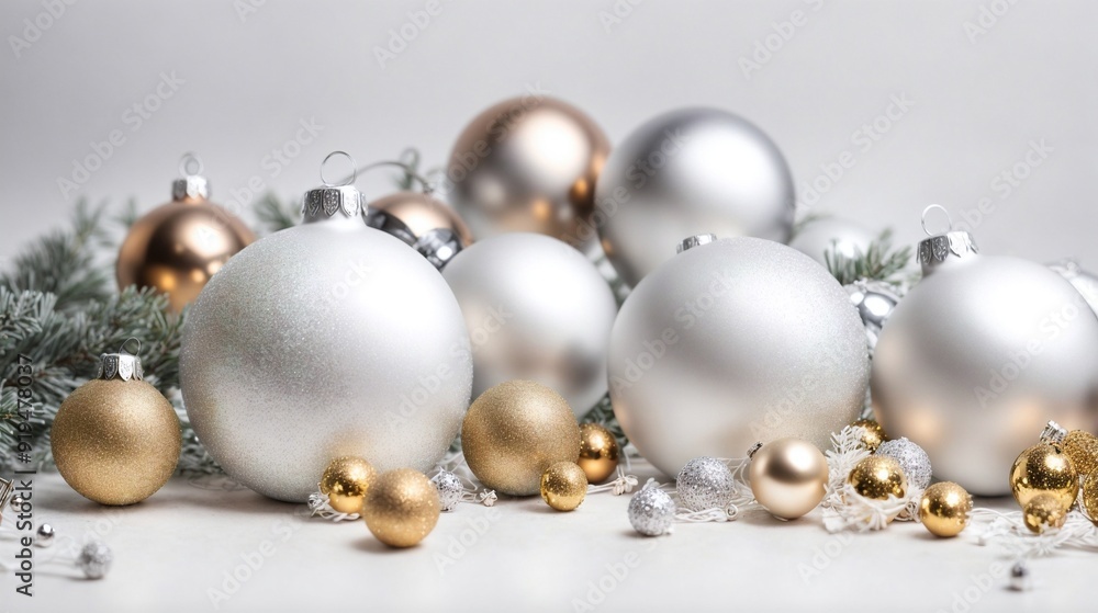 Winter Wonderland Ornament Display: A delicate collection of white and gold Christmas ornaments, nestled in a bed of white crinkled paper, evokes a sense of festive elegance and classic holiday charm. Winter Wonderland Ornament Display: A delicate collection of white and gold Christmas ornaments, nestled in a bed of white crinkled paper, evokes a sense of festive elegance and classic holiday charm.