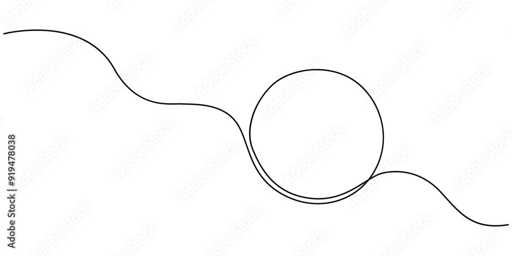 Continuous one line drawing of black circle. Round frame sketch outline on white background. Doodle vector illustration, continuous drawing of one line of a round spiral, a dream catcher web. Continuous one line drawing of black circle. Round frame sketch outline on white background. Doodle vector illustration, continuous drawing of one line of a round spiral, a dream catcher web.