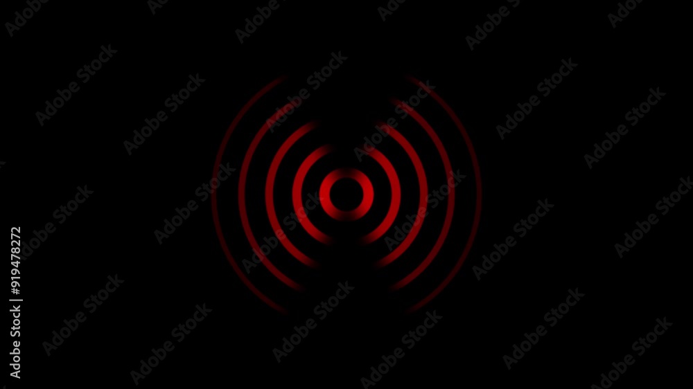 Digital radio waves signal animation red color Digital radio waves signal animation red color