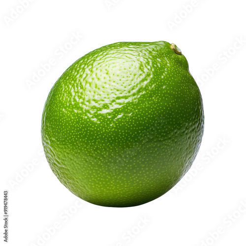 A fresh, vibrant lime showcases its textured skin and rich green color isolated on a transparent background. photo