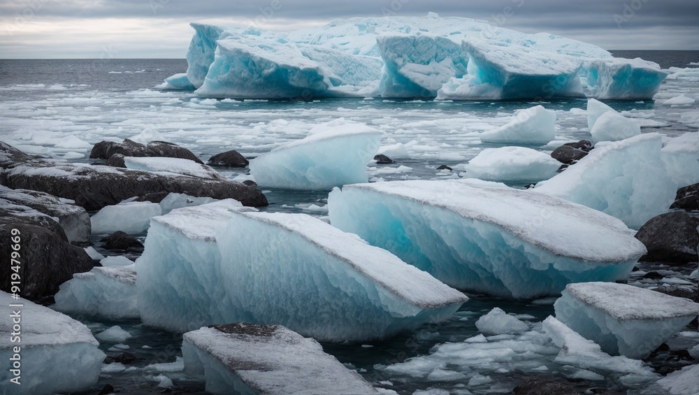 Arctic Majesty: Azure hues illuminate the icy depths of a majestic iceberg, its glacial facade reflected in the frigid waters of the Arctic Ocean. Arctic Majesty: Azure hues illuminate the icy depths of a majestic iceberg, its glacial facade reflected in the frigid waters of the Arctic Ocean.