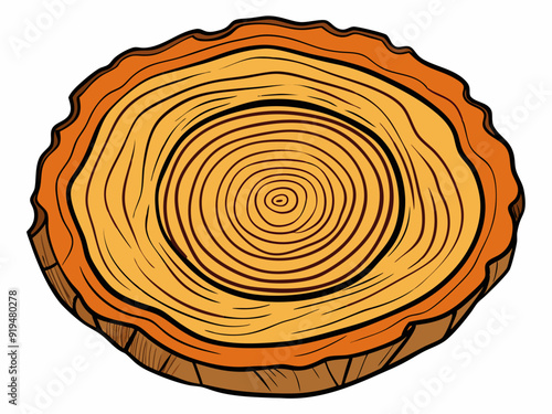 Tree rings. Hand drawn wood slice texture. Abstract tree age year circle. Line wooden circular ripple, nature timber, fractal stump. Organic trees material. Vector set
