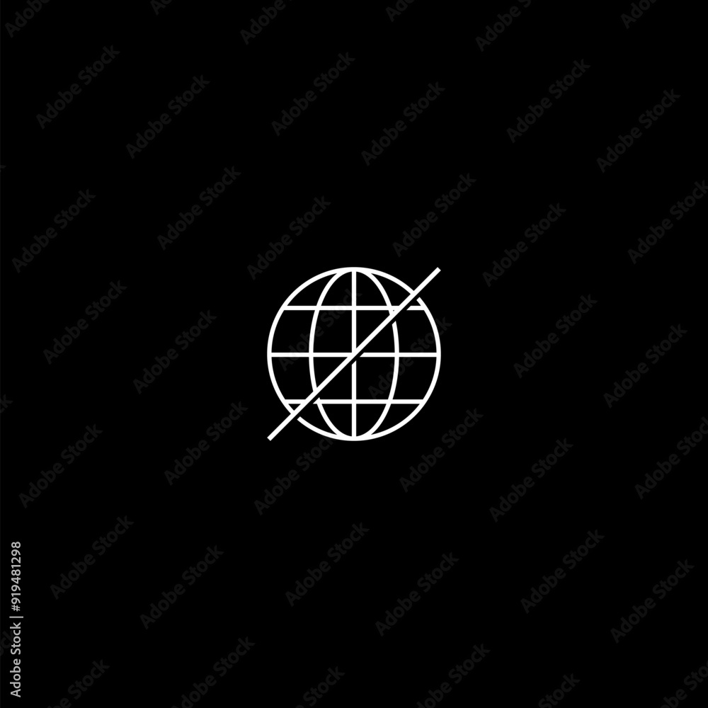 Globe Offline internet icon isolated on dark background Globe Offline internet icon isolated on dark background