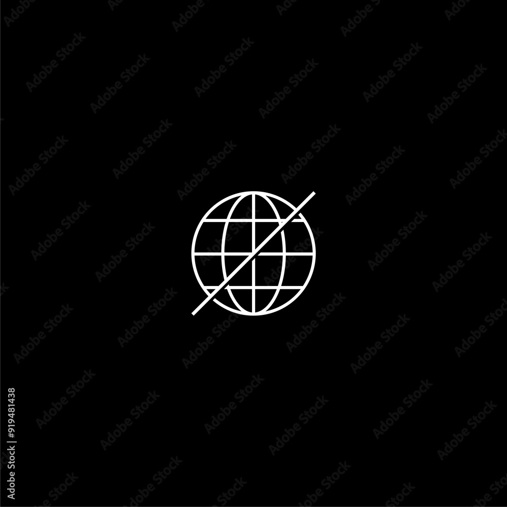 Globe Offline internet icon isolated on dark background Globe Offline internet icon isolated on dark background