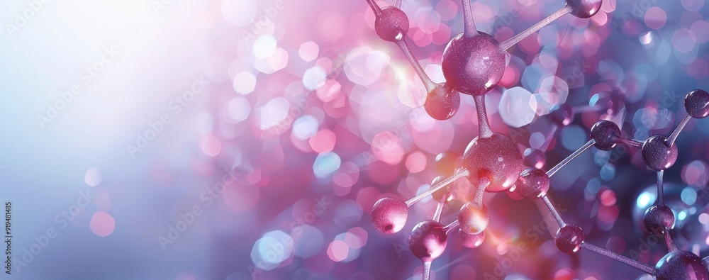 Abstract molecular structure background with light bokeh effects, showcasing scientific concept and advanced medical research. Abstract molecular structure background with light bokeh effects, showcasing scientific concept and advanced medical research.