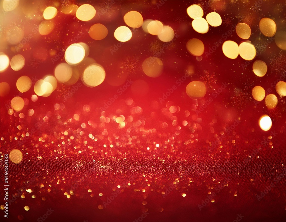 Abstract Red Christmas Background with golden lights. Festive Abstract Red Christmas Background with golden lights. Festive