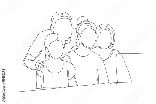 Family gatherings concept one-line drawing
